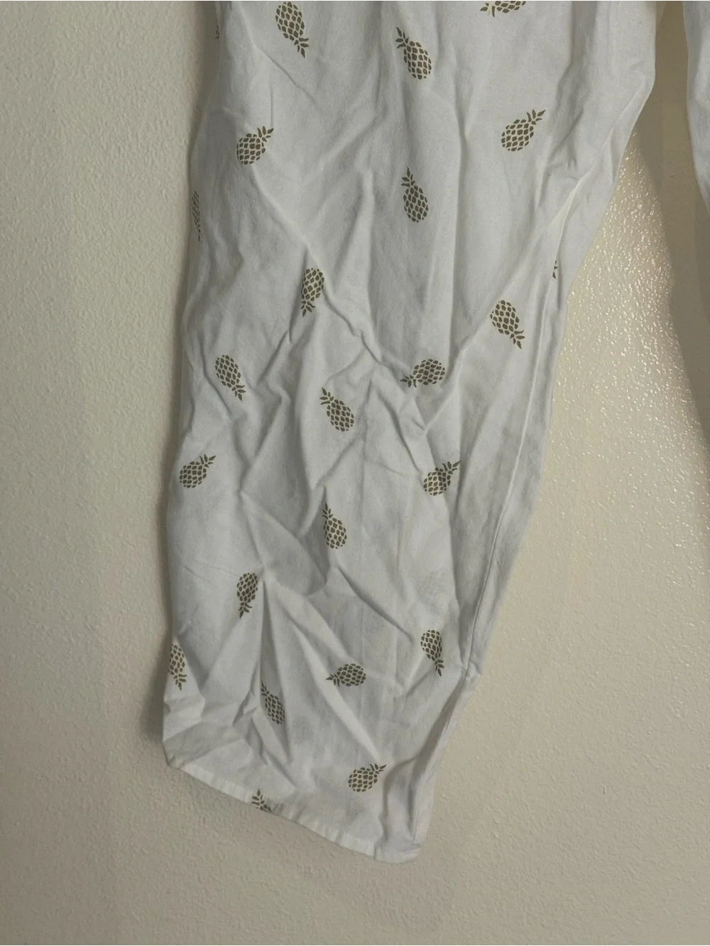 Fresh Produce Pineapple Adele Capri Pants White Gold Print Linen Blend XS/S NWT
